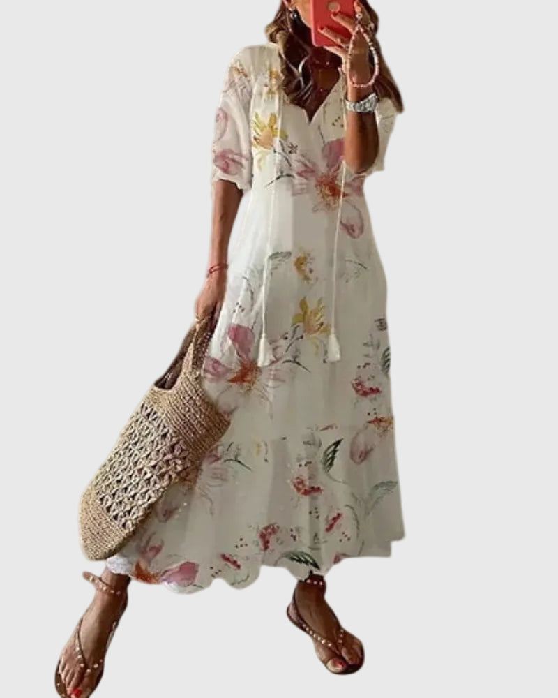 Amalia | Robe Maxi Vintage Bohème d'Été