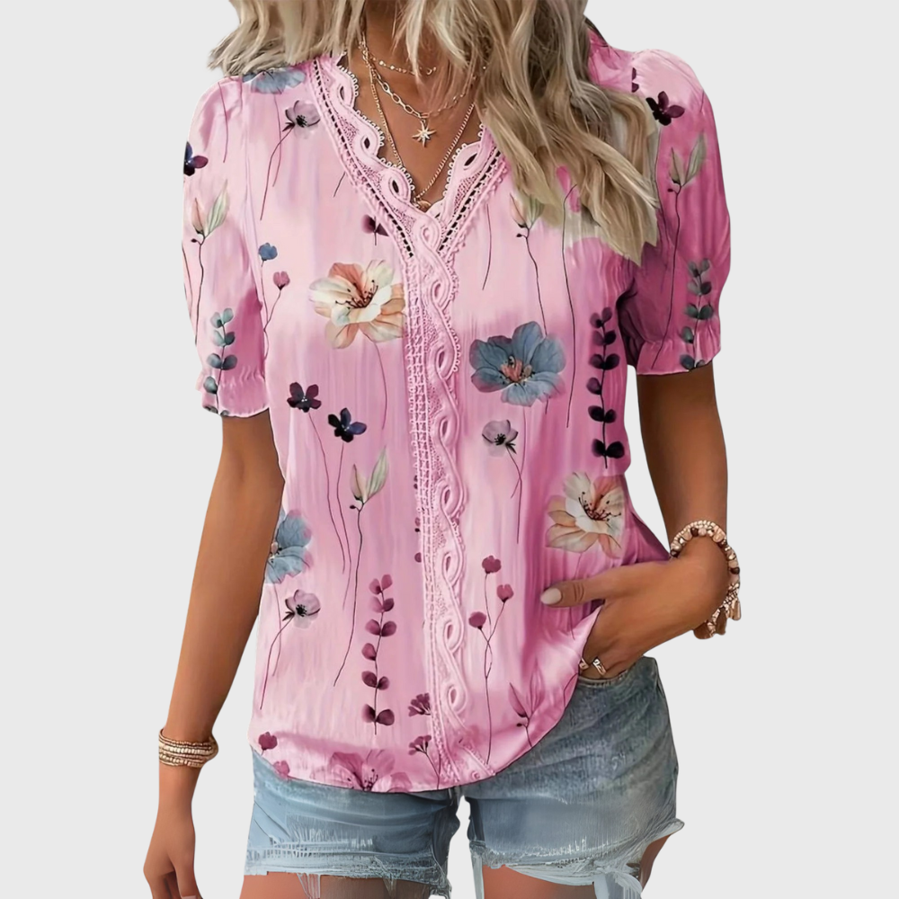 Emily - Blouse V-Cou à l'Élégance Intemporelle