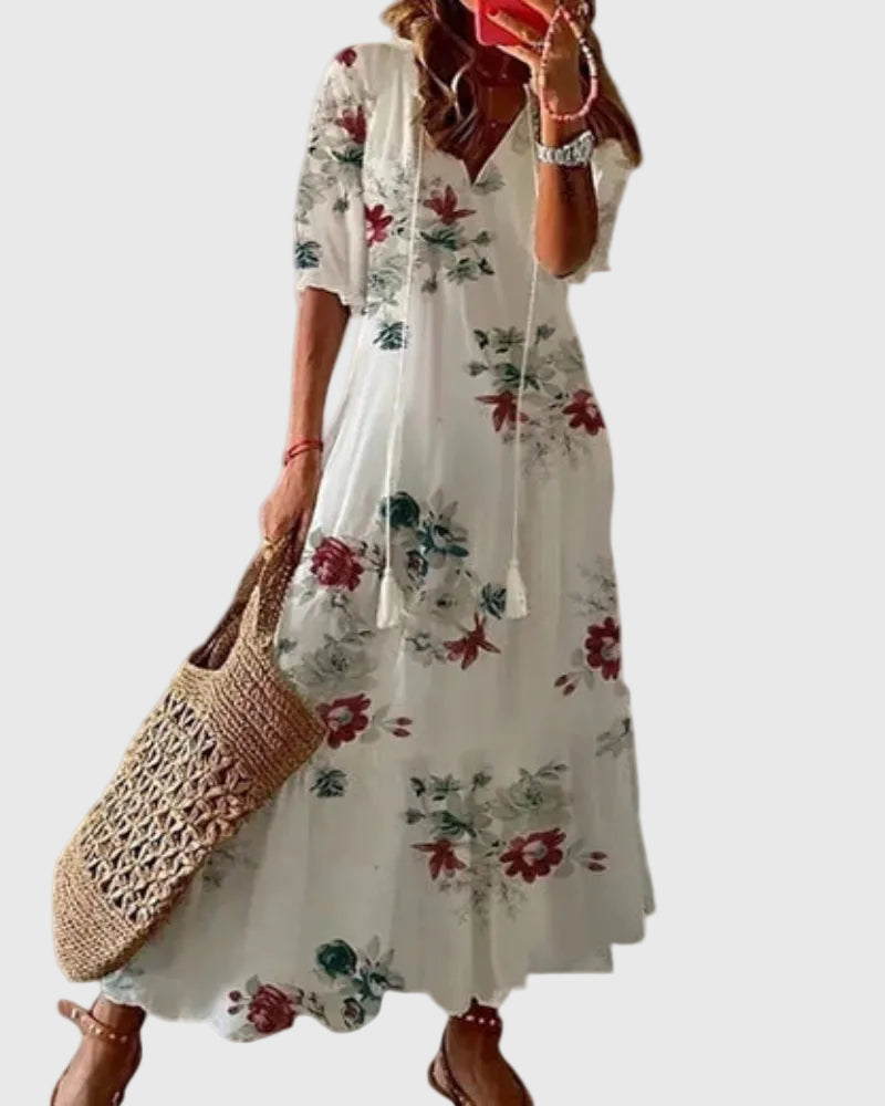 Amalia | Robe Maxi Vintage Bohème d'Été