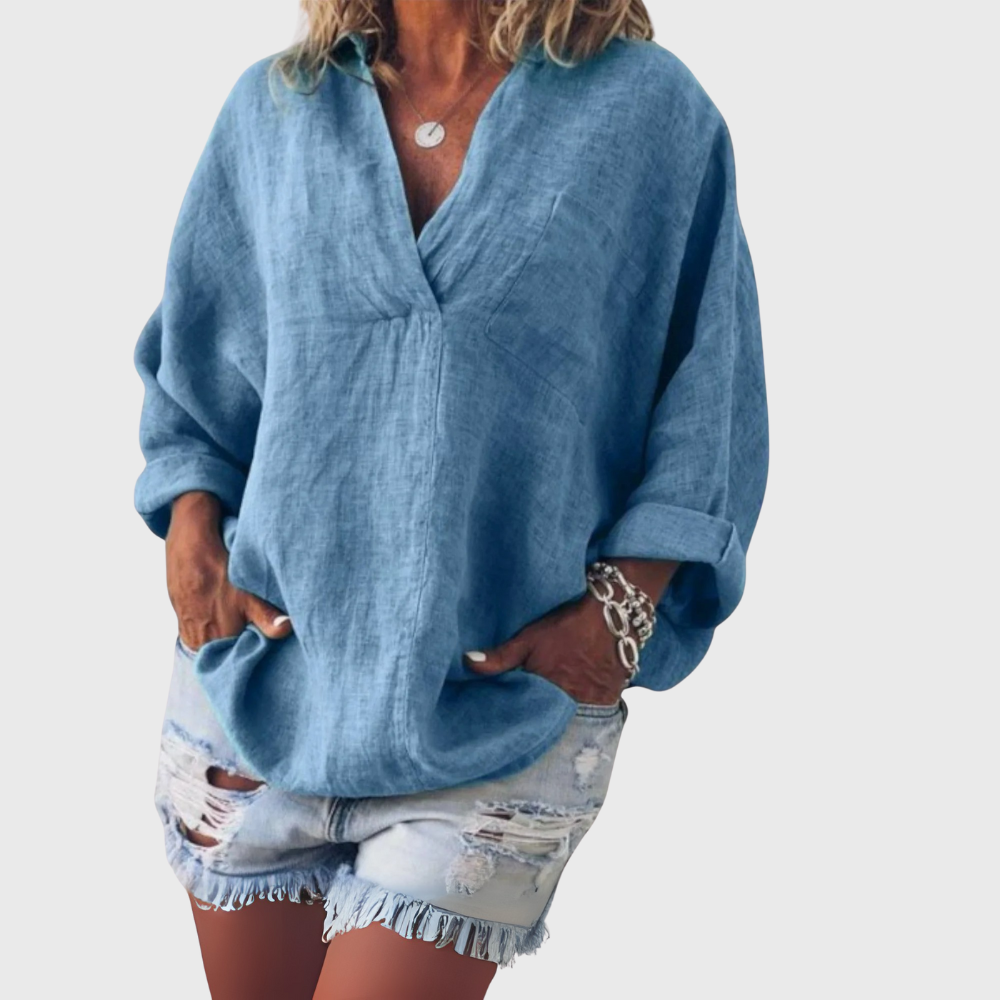 Rikarda - Blouse Élégante pour Femmes avec Col en V